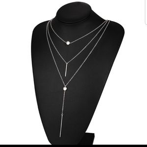 Super Sexy Plunging Layered Necklace/Choker Silver